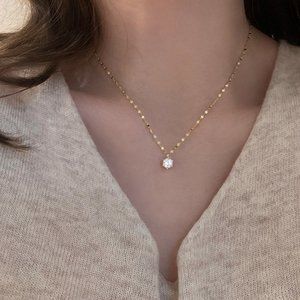 NEW Silver/Gold Simple Zircon Clavicle Necklaces
